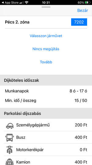 Zóna információk iOS Zóna információk iOS
